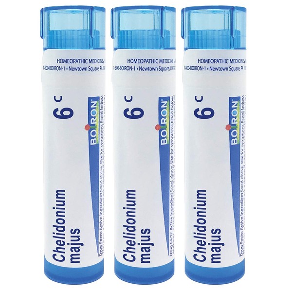 Boiron Chelidonium majus 6c, 80 pellets, homeopathic Medicine for Nausea with Right Upper Back Pain, 3 Count