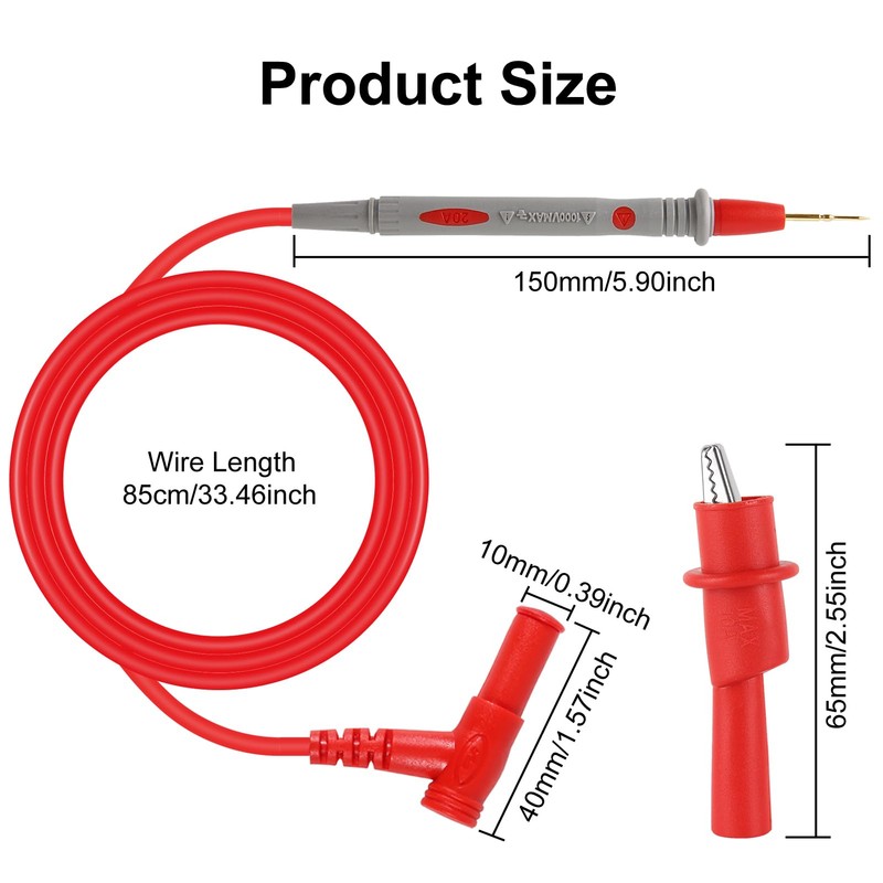 UMLIFE 1000V 20A multimeter Leads & 2PC 1000V 10A Crocodile