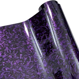 Película de vinilo de fibra de carbono forjada morada, película adhesiva de fibra de carbono púrpura de alto brillo, hoja de vinilo decorativa autoadhesiva para coche, motocicleta, bricolaje