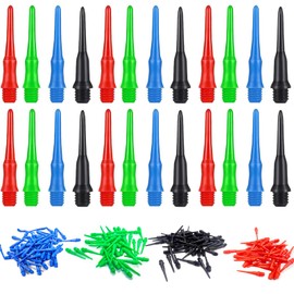 SURALIN Pack of 144 Plastic Dart Tips with 2BA Thread, Plastic Tips, Dart Tips, Dart Rubber O-Ring Dart Tips, Soft