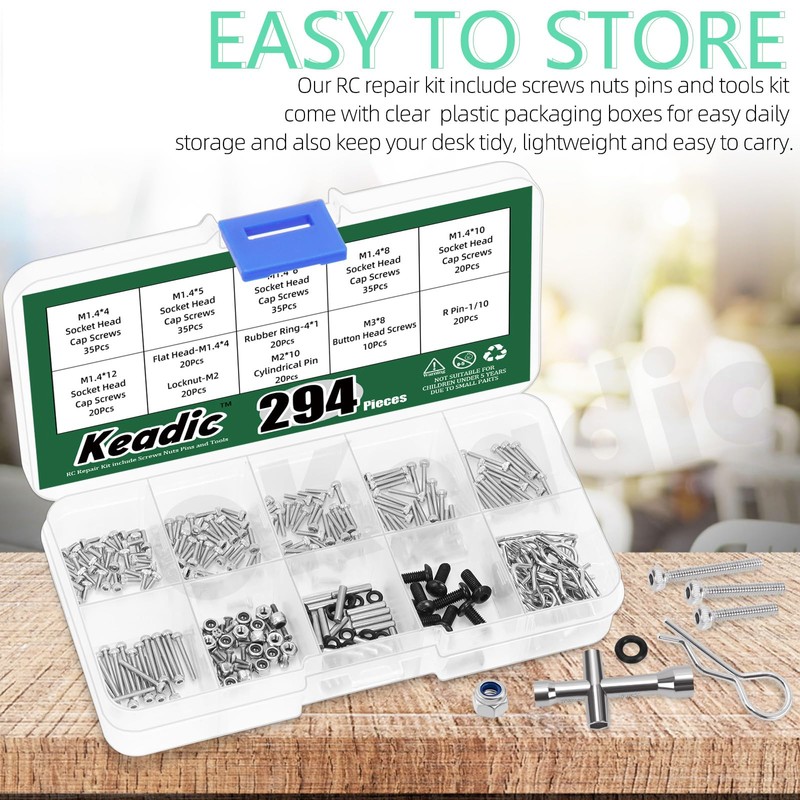 Keadic 294-Piece Universal RC Screw Kit Screws Assortment Set, RC