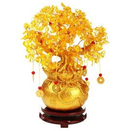XUDREZ Feng Shui Money Tree Home Office Crystal Money Tree for Fortune and Good Luck (Small size：19cm)