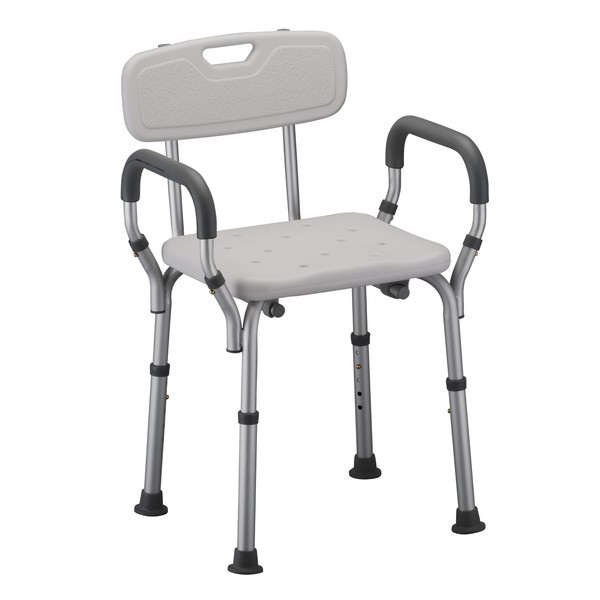 NOVA Medical Products Shower and Bath Chair with Back & Arms, White, 1 Count