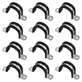 INCREWAY 12 Pcs U Shaped Pipe Clamps with Rubber U Bracket U Shaped Pipe Clamps with Rubber Stainless Steel U Bracket Pipe Clamps for Hose Cable