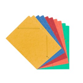 Interdruk - Corner Folder A4 Coloured - Pressboard Folder - Presspan Folder with Elastic Band - Assorted Colours - Pack of 10