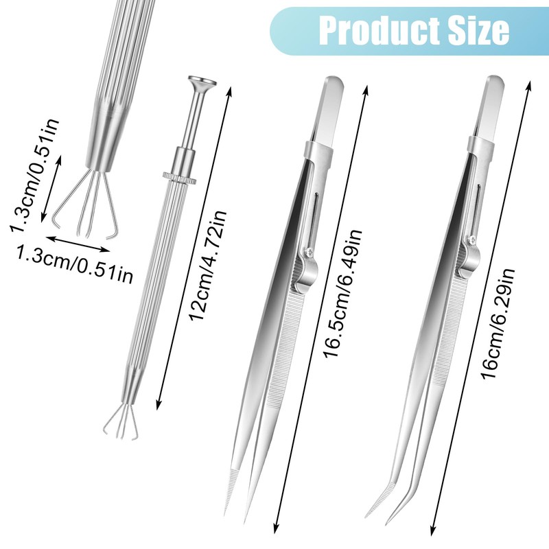 JJUNW 3 Pcs Piercing Ball Grabber Tool Set, Precision Gem