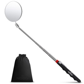 NoCry Heavy Duty Telescoping Inspection Mirror — 3.23 Inch Round Mirror on a Stick; 2-in-1 Storage Pouch; Extendable Mirror up to 30in; Non-Slip Handle; 360° Inspection Mirror Telescoping Swivel Head