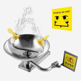 Eye Wash Station Emergency Wall-Mounted, OSHA Approved, 304 Stainless Steel Eye Wash Station, Portable First Aid Eyewash Station Eye Irrigation Sign & Enlarged Basin