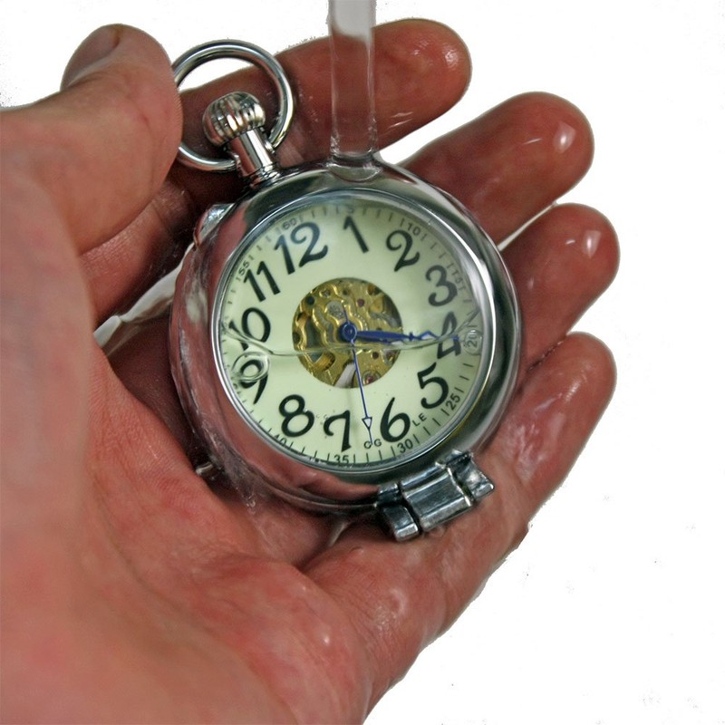 OGLE Waterproof Silver Magnifier Luminous Chain Fob Self Winding Automatic