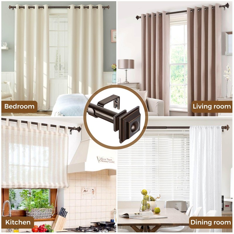 KAMANINA Bronze Curtain Rods for Windows 72 to 144 Inch(6-12ft),