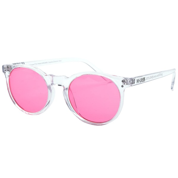 HI-LITES Fun Color Glasses & Frames - Therapy/Chromotherapy Glasses and Lens - Light Changing Chakra Balance Glasses - Transparent/Clear Frame with Rose Lens - Designer Style