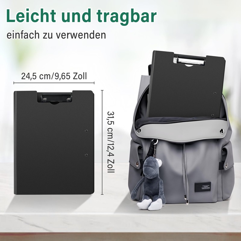A4 Clipboard with Lid, A4 Writing Case with 2 Clips,