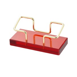 Leicraft Business Card Holder for Desk, Modern Card Organizers and Office Desk Accessories for Men and Women (Red & Golden)