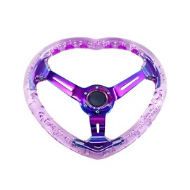 idain Universal Acrylic Racing Steering Wheel Heart-Shaped Design Steering Wheel Fit for Most vehicle,Racing car,RZR,Club Car (Purple)