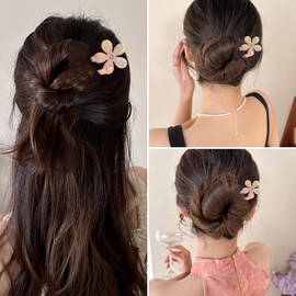 FRDTLUTHW 5.7Inch Medium French Hair Forks for Long Hair,Acetate Hairpin U Shape Updo Hair Pins for Thin Thick Hair, Large 2 Long Prong Flower Hair Sticks Chignon Pins Hair Accessories for Women