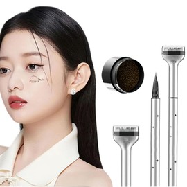 Ylapagne Lower Eyelash Stamp Liner,2-In-1 Liquid Eyeliner Double Head Seal Pen, Waterproof Lower Eyeliner Stamp Set With Ink, Reusable Bottom Eyelash Stamp Kit Quick Eye Makeup Tools(Brown)