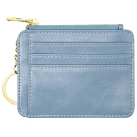 padike Womens Slim Credit Card Holder Mini Front Pocket Wallet Coin Purse Keychain (Azure)