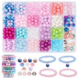 YJWZ 500 Stück Perlen Armbänder Selber Machen,24 Farben Armbänder Selber Machen Kinder,DIY Armband Meeresthema Bastelset,Perlenset ab 4 Jahre & Erwachsene Inkl Schmuckzubehör zum Auffädeln