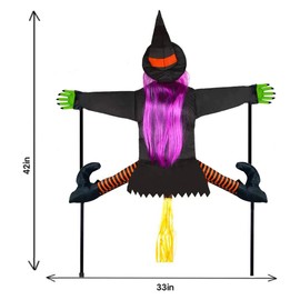Witch Crashing Into Tree Decoration Witch Decor Outside Witchy Door Yard Witches Funny Party Scary Haunted House Props