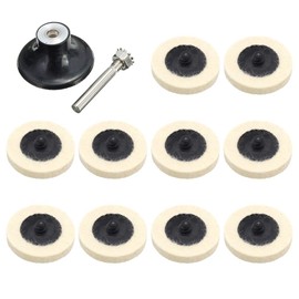 Polishing Wheel, 10Pcs 2 Inch Fine Wool Felt Buffing Pad with 1Pcs 1/4 Inch Shank Disc Pad Holder for Metal, Ceramic and Marble