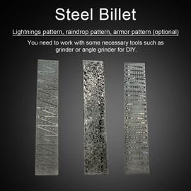 Damascus Steel Billet Patterned Steel Cutter Making Bar Embryo Forging Materials Quenched Smoothed for Home Cutter DIY Multipurpose Material