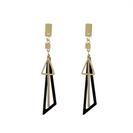 QzxEqz Fancy Hollow Triangle Long Geometric Drop Earrings Fashion Jewelry Gifts For Women (black)
