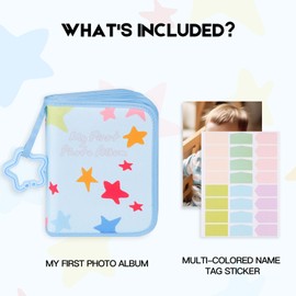 Baby's My First Photo Album for Baby Holds 21 4x6 Photos, Baby Photo Album Soft Cloth Family Book, My First Family Album for 4x6 Baby Shower Kids Toddlers Family Pictures, Toddler Photo Album (Blue)