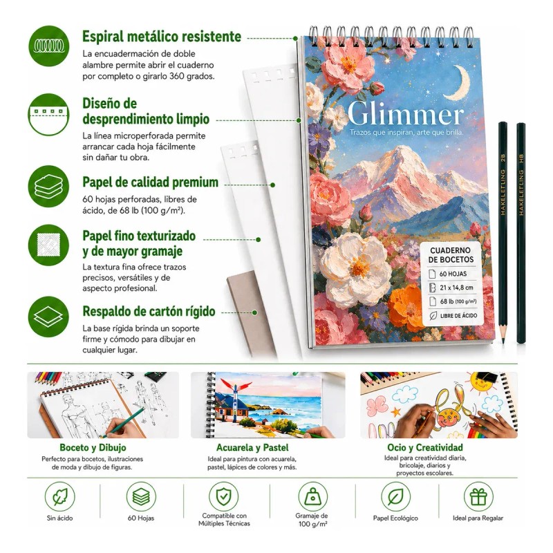 2pzs Cuaderos Acuarelas Sketchbooks De Dibujos 120 Hojas A4