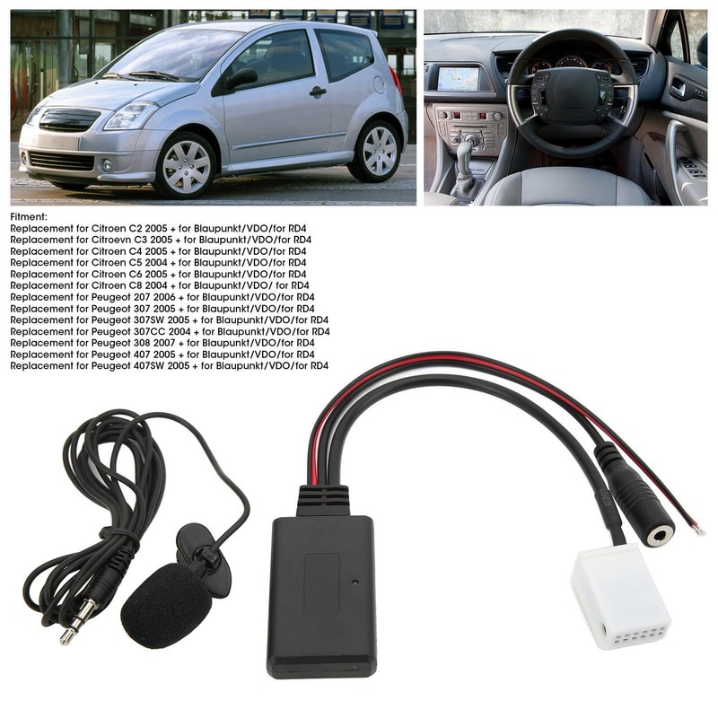 Qiilu Bluetooth Aux Audio Cable Adapter, 12-Pin Car Radio RD4