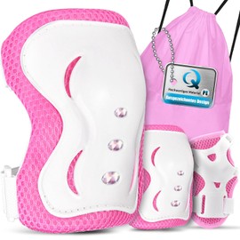 Children's Protector Set, Children's Knee Pads Set, Protector Inline Skates, Children's Knee and Elbow Pads, Wrist Guards, Children for Skateboard, Scooter, Skating, Driving, Outdoor Sports (Pink)