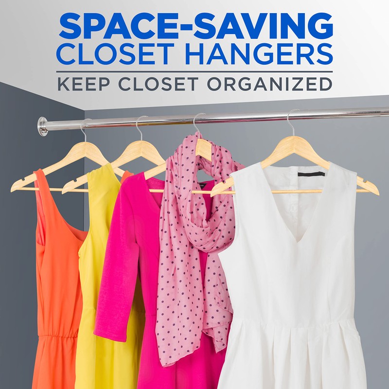SereneLife Solid Wooden Hangers, Mega Pack, 50 Pieces Hangers for