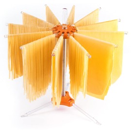 PASTALINDA Pasta Drying Rack, Pasta Dryer, 12 Polycarbonate 20 cm Long arms, Stainless Steel. 40 cm. Height. - Orange