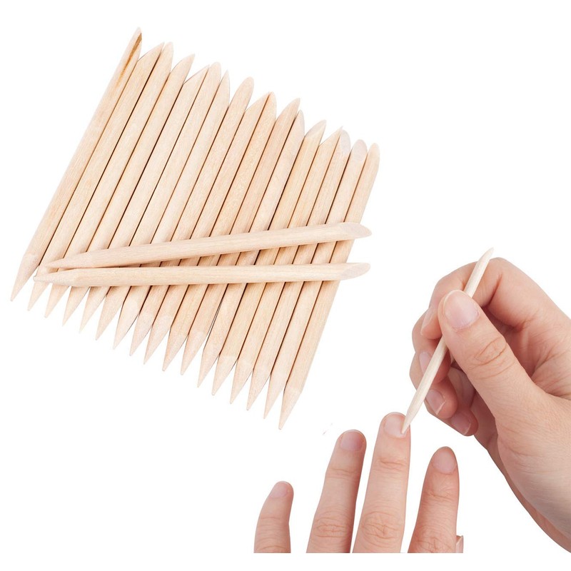 100 Pieces Orange Wood Sticks Nail Art Cuticle Stick for