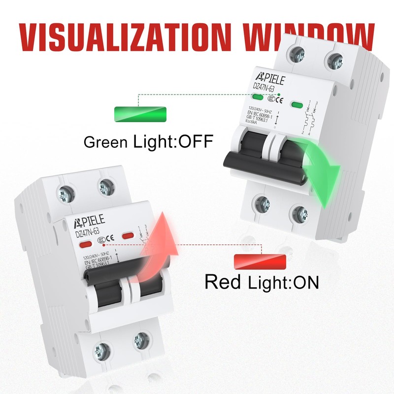 APIELE Miniature Circuit Breakers AC 120/240V, 50Amp 2Poles Circuit Breaker