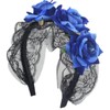 [pkpohs] Headband Rose Gothic Lolita Lace Hair Ornament, Rose Hair Accessory (Blue)