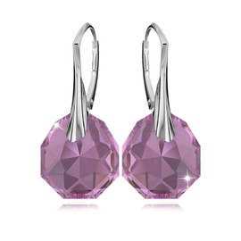 Earrings 925 Silver Hanging for Women Earrings with Crystals Stone 12 Birthstone Jewellery for Her Earrings Girls Gift Mother's Day, Sterling Silver, Crystal