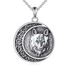 TIGER RIDER Wolf Necklace 925 Sterling Silver Emerald Wolf Head