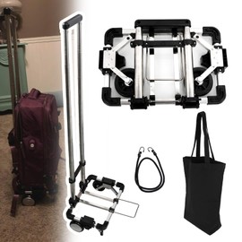 CNQLIS Folding Hand Truck,Portable Carrying Cart, Compact, Mini Lightweight for Travel/Auto/Moving/Office Use,12in.Hx9in.W Fits Most Backpacks- 55lbs Lightweight Hand Truck with Black Bag