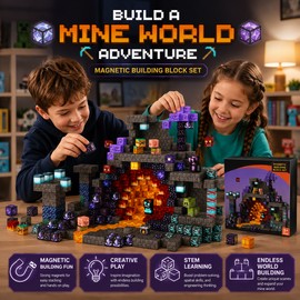 100-Piece Magnetic Building Blocks for Creative STEM Play – Cave World Cube Construction Set for Kids Ages 3+