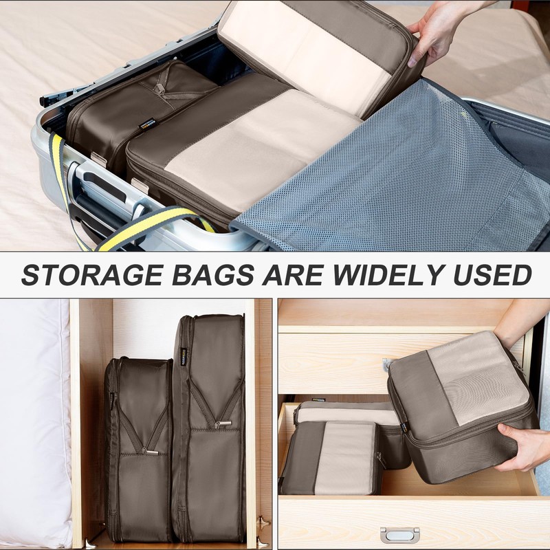 6 Set Compression Packing Cubes for Travel Essentials, Luggage Organizers