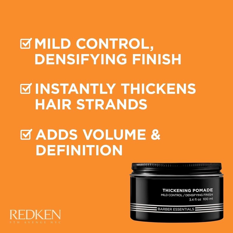 Redken Brews Mens Hair Thickening Pomade Mild Control 3.4 oz
