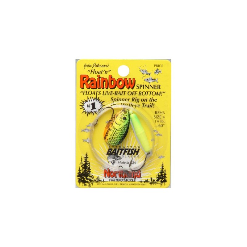 Northland Tackle Baitfish Float'n Spin Rig, Firetiger, 4 Hook