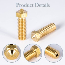 FBBULES 20 PCS 0.4mm 3D Printer Volcano M6 Brass Nozzles Kit Set, High Quality Improved Extrusion, Premium Extruder Print Head Nozzles for Filament 1.75mm with 5 Cleaning Steel Needles