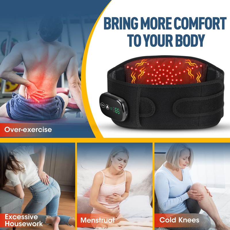 Electric Heating Mat for the Waist, Wireless Heated Back Belt,