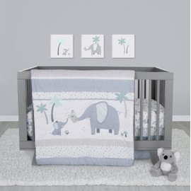 Sammy & Lou Ellie & Friends 4-Piece Baby Crib Bedding Set, Includes Quilt, Fitted Crib Sheets Neutral, Crib Skirt, and Plush Toy