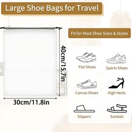 MYTOAU 30 PCS Shoe Bag,Travel Transparent Shoe Storage Bags, Water Resistant Dustproof Shoe Bags for Travelling,Large Portable Clear Shoes Pouch Organizer with Drawstring Rope for Men and Women