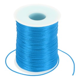 PATIKIL 1.5mm x 109 Yard Nylon Satin Cord, Nylon Beading String Knotting Cord Chain Braided Rope for Bracelets Jewelry Trim Chinese Knot, Lake Blue