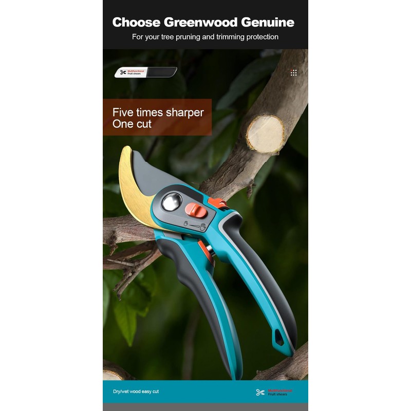 Greenwood Genuine Professional Garden Pruning Shears, 0-35mm Cutting Capacity, Two-Position