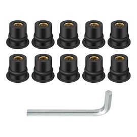 Alpha Rider - Juego de 10 tuercas de goma M6 para parabrisas y carenado universal M6 de 6 mm1/2 pulgadas para motocicleta universal con herramienta de tornillo de aleación de aluminio