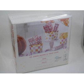 MY MIND'S EYE JUMBO CUPCAKE BAKING FOOD CUPS LINERS (40) OANGE PINK GOLD NIP